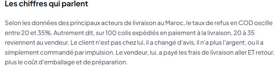 Statistiques de taux de retour moyen en COD e-commerce