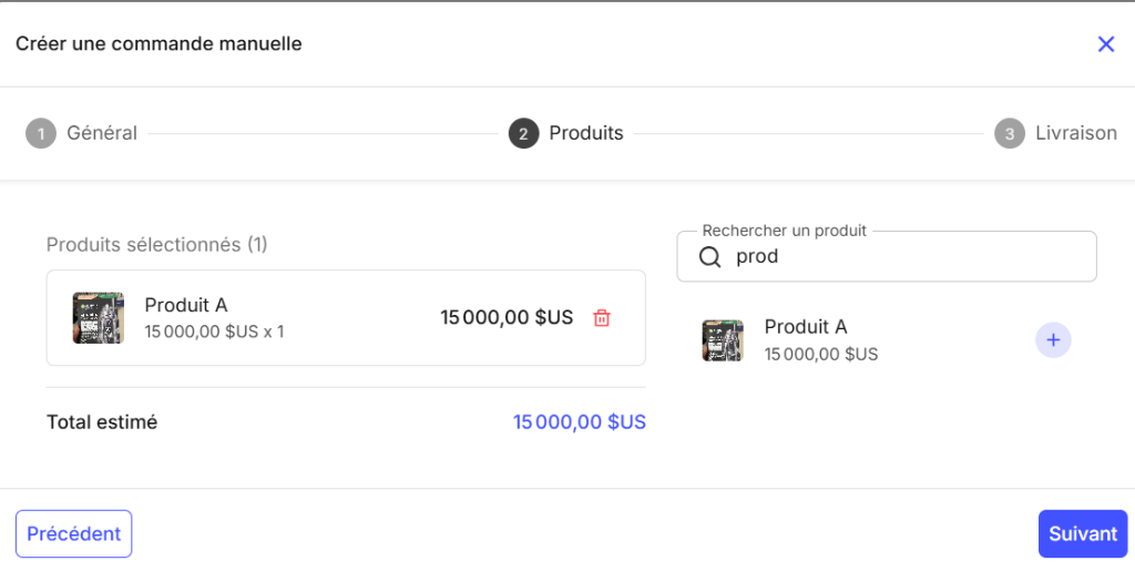 Saisie rapide et importation de commandes manuelles
